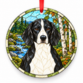 Drever Black and White porcelain Christmas ornament with red ribbon — ORN-10586