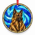 Dutch Shepherd Dog Long Hair Gold Brindle porcelain Christmas ornament with red ribbon — ORN-10602