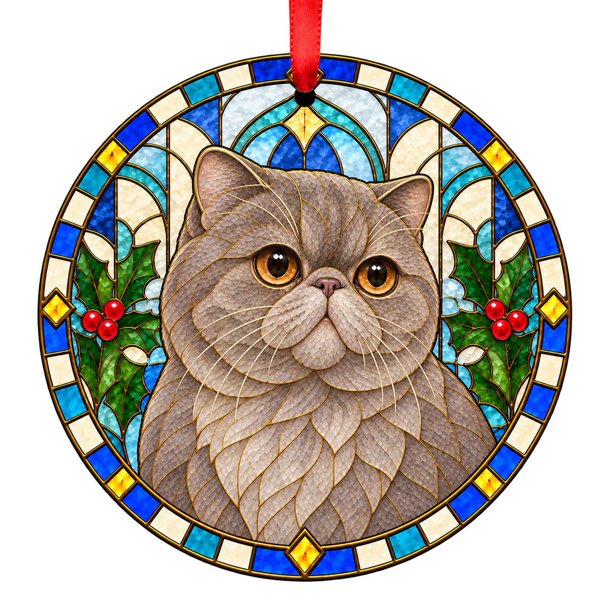 Exotic Lilac stained glass style Christmas ornament