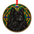 Finnish Lapphund Black stained glass style Christmas ornament