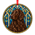 Flat-Coated Retriever Liver stained glass style Christmas ornament