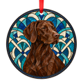 French Pointing Dog - Pyrenean Type Brown stained glass style Christmas ornament
