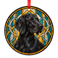 German Shorthaired Pointer Black stained glass style Christmas ornament