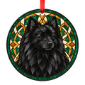 German Spitz Black stained glass style Christmas ornament