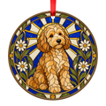 Goldendoodle Apricot stained glass style Christmas ornament
