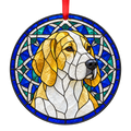 Great Anglo-French White and Orange Hound Lemon and White stained glass style Christmas ornament — ORN-10866