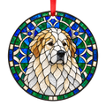 Great Pyrenees Golden Tan Markings porcelain Christmas ornament with red ribbon — ORN-10877