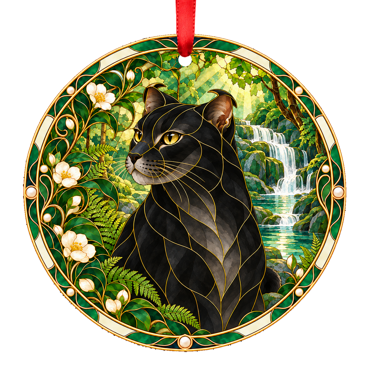 Highlander Black Stained Glass Style Christmas Ornament