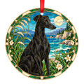 Hungarian Greyhound Black stained glass style Christmas ornament mockup