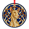 Ibizan Hound Fawn Wirehaired porcelain Christmas ornament with red ribbon — ORN-11012