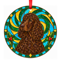 Irish Water Spaniel Liver porcelain Christmas ornament with red ribbon — ORN-11028