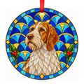 Istrian Wirehaired Hound White and Orange stained glass style Christmas ornament mockup