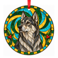 Jämthund Wolf Gray Stained Glass Style Christmas Ornament