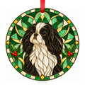 Japanese Chin Black and White Stained Glass Style Christmas Ornament