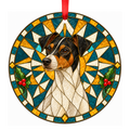 Japanese Terrier Tricolor Stained Glass Style Christmas Ornament