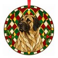 Kangal Shepherd Dog Fawn Black Mask Stained Glass Style Christmas Ornament