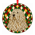 Komondor White stained glass pet Christmas ornament