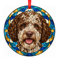 Lagotto Romagnolo Brown Roan stained glass pet Christmas ornament