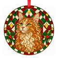 LaPerm Red Tabby stained glass pet Christmas ornament
