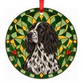 Large Munsterlander Black and White Ticked stained glass pet Christmas ornament