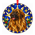Leonberger Fawn with Black Mask stained glass pet Christmas ornament