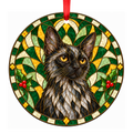 Lykoi Black Roan stained glass pet Christmas ornament