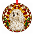 Maltese White stained glass pet Christmas ornament