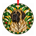 Mastiff Fawn with Black Mask stained glass pet Christmas ornament