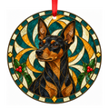 Miniature Pinscher Black and Tan stained glass pet Christmas ornament
