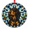 Montenegrin Mountain Hound Black and Tan stained glass pet Christmas ornament