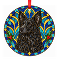 Mudi Black stained glass pet Christmas ornament