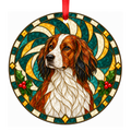 Nederlandse Kooikerhondje Orange and White stained glass pet Christmas ornament
