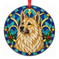 Norwegian Buhund Wheaten stained glass pet Christmas ornament