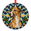 Polish Greyhound Fawn and White stained glass ornament