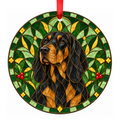Polish Hound Black and Tan porcelain Christmas ornament with red ribbon — ORN-11139
