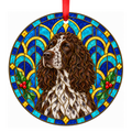Pont-Audemer Spaniel Brown Roan stained glass style Christmas ornament