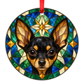 Russian Toy Black and Tan stained glass style Christmas ornament