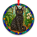 Tennessee Rex Black stained glass style porcelain Christmas ornament with red ribbon
