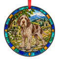 Spinone Italiano Brown Roan stained glass style Christmas ornament