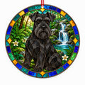 Standard Schnauzer Black stained glass style Christmas ornament