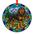 Tatra Hound Black and Tan porcelain Christmas ornament with red ribbon — ORN-11527