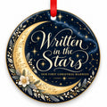 Celestial Written in the Stars Wedding Christmas Ornament with red hanging ribbon