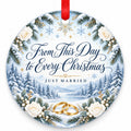 Winter From This Day to Every Christmas Wedding Christmas Ornament with red hanging ribbon