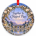 Enchanted Garden Together Is Magic Wedding Christmas Ornament with red hanging ribbon