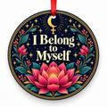 I Belong to Myself lotus and Lilith porcelain Christmas ornament with red ribbon