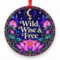 Wild, Wise & Free porcelain Christmas ornament with red ribbon