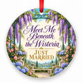 Meet Me Beneath the Wisteria porcelain Christmas ornament with red ribbon