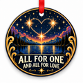 All for One & All for Love Mountain Constellation Ornament with red hanging ribbon