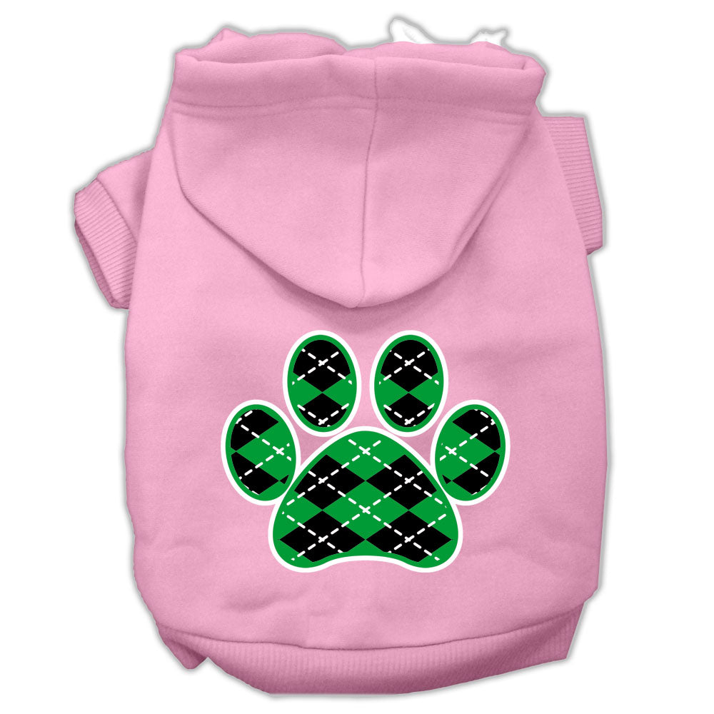 Pet Hoodie "Green Argyle Paw"