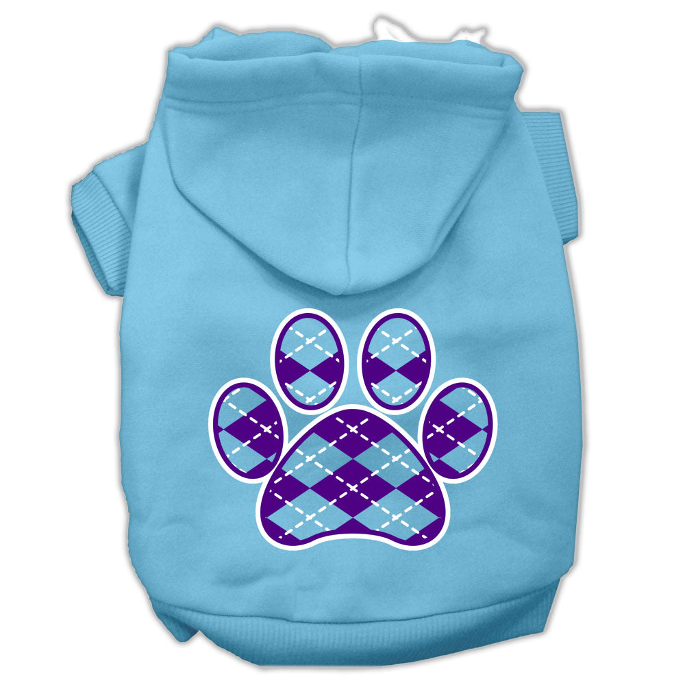 Pet Hoodie "Purple Argyle Paw"